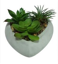 Vaso Coração Cachepot Concreto Com Suculenta Decoração Vaso Coração Cachepot Concreto Com Suculenta Decoração