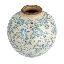 Vaso Creative Co-Op DF2720 20 cm Terracota Floral Azul