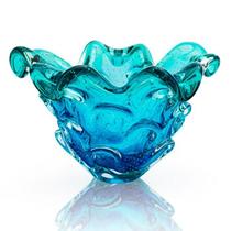 Vaso Cristal Murano Água Marinha E Esmeralda São Marcos 35Cm