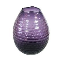 Vaso Cristal Roxo Medio Design Martelado Boca em Desnível Vaso Cristal Roxo Medio Design Martelado Boca em Desnível