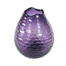 Vaso Cristal Roxo Menor Design Martelado Boca em Desnível Vaso Cristal Roxo Menor Design Martelado Boca em Desnível