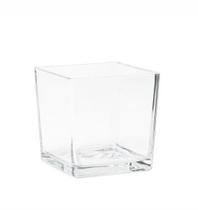 Vaso cubo claro em vidro polones