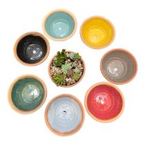 Vaso cuia bacia de cerâmica p/rosa do deserto, bonsai, cactos, suculentas - cores variadas - segredos da terra