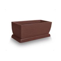 Vaso D Planta Jardineira + Prato Polietileno 60X25 Chocolate