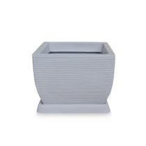 Vaso D Planta + Prato Quadrado Polietileno 30X40 Cinza Claro