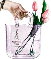 Vaso de bolsa OLEEK de vidro feito à mão para flores e bebidas 25 cm rosa Vaso de bolsa OLEEK de vidro feito à mão para flores e bebidas 25 cm rosa