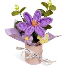 Vaso de buquê de flores de tulipa em crochê da Hlenbin Purple DIY