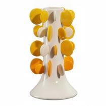 Vaso de Cerâmica Amarelo Contemporâneo Discos em Relevo 30cm Vaso de Cerâmica Amarelo Contemporâneo Discos em Relevo 30cm