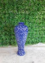Vaso de ceramica azul com branco