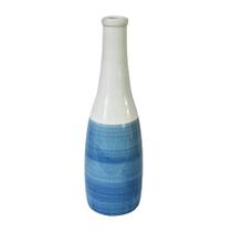 Vaso de Cerâmica Azul e Branco 28cm Decoração Plantas BTC