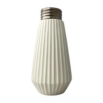 Vaso de Cerâmica Branco 23cm Canelado Decorativo Sala Mesa