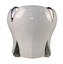 Vaso De Cerâmica Branco Com Borda Prata 16X18X18Cm