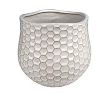 Vaso de Ceramica Branco Detalhes a Mão para Casa 15cm Vaso de Ceramica Branco Detalhes a Mão para Casa 15cm