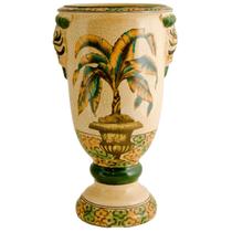Vaso de cerâmica brilhante com acabamento em craquelê e pintura de palmeira mista (20)