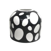 Vaso de Ceramica Com Desenhos de Bolas Preto e Branco