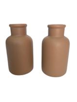 Vaso De Cerâmica Conjunto de 02 Peças Terracota Grillo 13.5 Cm X 7.5 Cm.