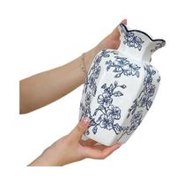 Vaso De Cerâmica De Porcelana Artesanal Azul Branco Para Sala De Estar Mesa De Jantar Arranjo De