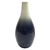 Vaso de ceramica duo color azul e cinza 11cm x 11cm x 26cm
