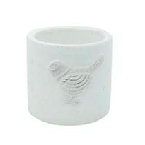 Vaso De Cerâmica Embossed Bird Branco Grande - Urban