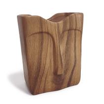 Vaso de Cerâmica Estilo Madeira Design de Rosto 17x13cm