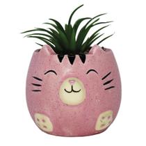 Vaso de Cerâmica Gatinhos com Suculentas