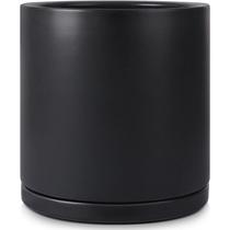 Vaso de Cerâmica Kazeila 30 cm Preto Fosco com Prato