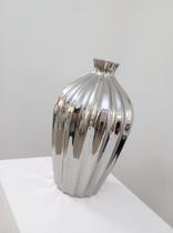 Vaso de Cerâmica Metalizado Prata 20,5 x 35 cm