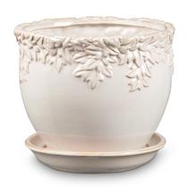 Vaso de cerâmica para interior de 23 cm com drenagem de pires