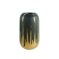 Vaso De Cerâmica Pintura Dourada 22 Cm - Rio master