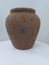 Vaso De Cerâmica Pote Estilo Pedra Marrom 22 Cm