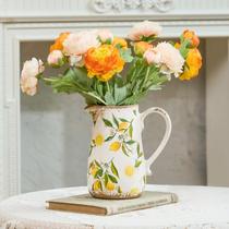 Vaso de cerâmica Teweiqi Vintage Lemon com alça de 18 cm em estilo rústico Vaso de cerâmica Teweiqi Vintage Lemon com alça de 18 cm em estilo rústico