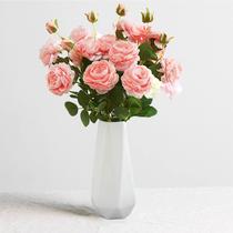 Vaso de cerâmica Valemoon 19 cm branco com decoração minimalista