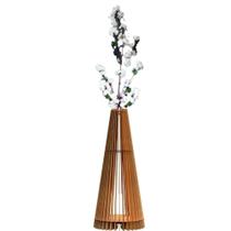 Vaso de Chão Decorativo Ipanema Cilíndrico 70cm em MDF Amadeirado com Ramos de Buquê Lenobre Vaso de Chão Decorativo Ipanema Cilíndrico 70cm em MDF Amadeirado com Ramos de Buquê Lenobre