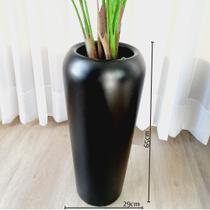Vaso de chão em fibra de vidro preto fosco 65ax29l/cm