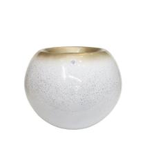 Vaso de Chão Fibra de Vidro Esfera P Branco Gold Vietnamita Vaso de Chão Fibra de Vidro Esfera P Branco Gold Vietnamita