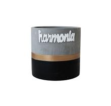 Vaso de cimento decorativo plantas artificiais frases 10x9cm