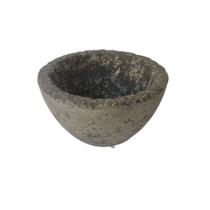 Vaso de Cimento Leve para Plantas 17x10 cm Bacia Redonda Artesanal Manchado Preto