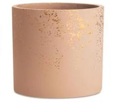 Vaso de Cimento Rosa e Dourado 15x16cm Mart