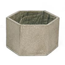 Vaso de concreto decorativo Hexágono 5,7cm Cinza linha Eco