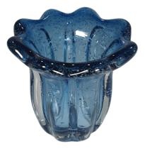 Vaso De Cristal Azul Design Moderno Minimalista Casa Mesa