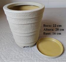 Vaso de flor coluna redonda escovada degrau polietileno 28 cm x 22 cm29