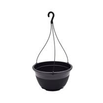 Vaso de Flor com Suporte e Gancho Suspenso Grande 27cm Preto - AMZ