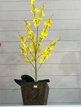 Vaso de flor Orquídea de plástico cor amarelo tamanho G - Casa flor