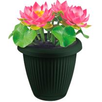 Vaso de Flor Plástico Pequeno c/Prato 1,4 Litros Moderno Decorativo