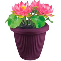 Vaso de Flor Plástico Pequeno c/Prato 1,4 Litros Moderno Decorativo