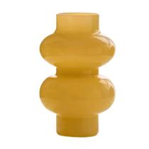 Vaso de Flores Bege Gomos Vidro Decoração Escritório Mesa 21cm