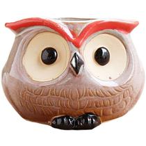 Vaso de flores Ceramic Owl Cartoon Animal 5x5x5,5cm para suculentas