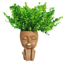 Vaso de flores Creative Resin Girl Face Cartoon Plant Pote 800g