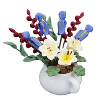 Vaso de flores de casa de bonecas em miniatura com flores mistas de resina em escala 1:12 Vaso de flores de casa de bonecas em miniatura com flores mistas de resina em escala 1:12