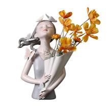 Vaso de flores de escultura Butterfly Girl em resina de estilo nórdico Vaso de flores de escultura Butterfly Girl em resina de estilo nórdico